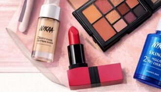 Nykaa SkinRx Hyaluronic Acid Serum bottle on pink background